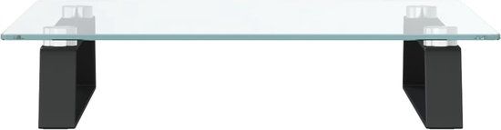 vidaXL Monitorstandaard - 40x35x8 cm - Gehard Glas en Metaal - Zwart