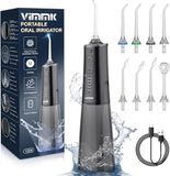 Vimmk Monddouche, draadloos, elektrische tandreiniger, waterflosser, 5 modi en 8 sproeiers, USB-C oplaadbare waterflosser, IPX7 waterdicht, 300 ml waterreservoir, mondreiniger voor reizen en thuis