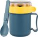 Merkloos Mueslibeker met lepel, 500 ml, lekvrije yoghurtbeker, muesli to go container voor salade, draagbare voedselcontainer voor kinderen en medewerkers (blauw)