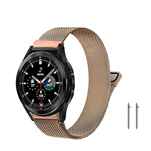 ZoRoll Armband 20 mm, geschikt voor Samsung Galaxy Watch 3 41 mm/Galaxy Watch 4 40 mm/Galaxy Watch 4 44 mm, roestvrij staal, magnetische sluiting, compatibel met Galaxy Watch 42 mm, roodgoud