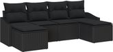 vidaXL set de salle à manger de jardin 6 pièces avec coussins en polyrotin noir