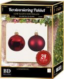 Bellatio Decorations Shoppartners Bv 24 Stuks mix glazen Kerstballen pakket donkerrood 6 cm
