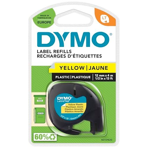 DYMO Originele LetraTag labeltape, zwart op geel, 12 mm x 4 m