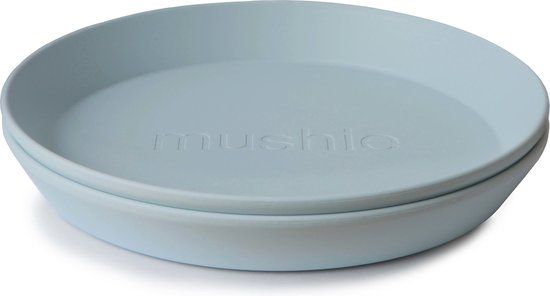 Mushie Kinderservies Set 2 Borden Rond - Powder Blue
