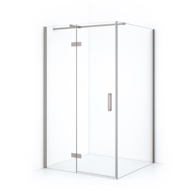 Maxaro Douchecabine Diamond 110x80cm 8mm Helder Veiligheidsglas Geborsteld RVS met Draaideur