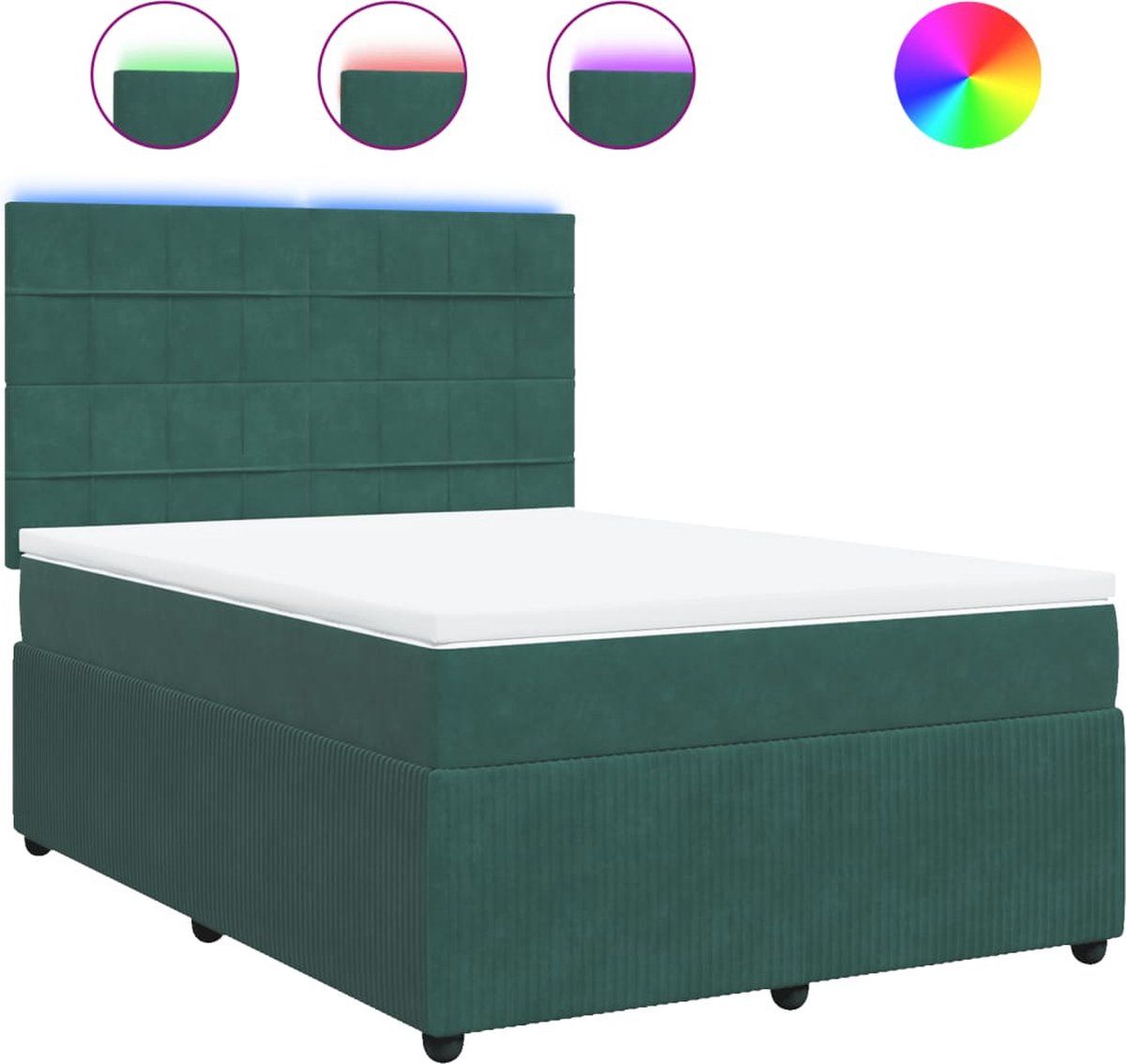 vidaXL Boxspring Bed - 160x200 cm - Donkergroen - Fluweel - Met Matras