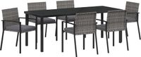 vidaXL Tuin Eettafel Set 6-delig Grijs Gepoedercoat Staal
