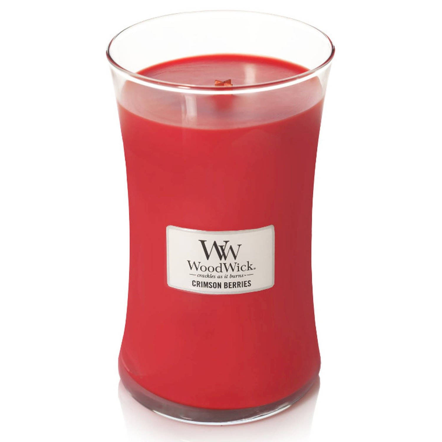 Woodwick - large hourglass geurkaars - crimson berries - tot 130 branduren