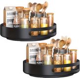 Famanu Draaiplateau metaal zwart 30 cm set 2 stuks keuken organizer