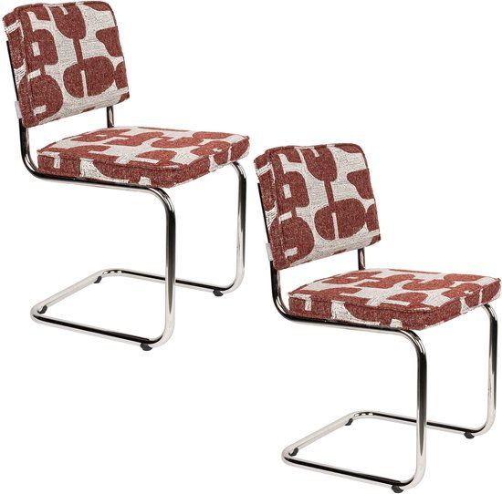 Zuiver Ridge Deco Symbols Eetkamerstoelen Rood - Set van 2