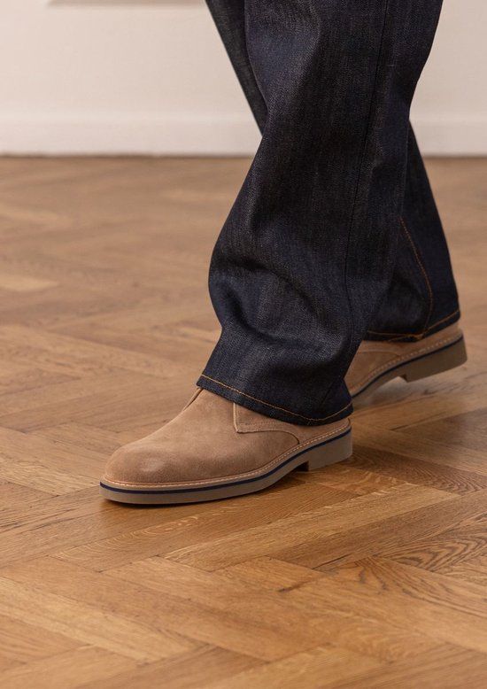 Manfield Heren Taupe Suède Veterschoenen Maat 44