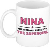 Bellatio Decorations naam cadeau mok - Nina - Woman Myth Supergirl - koffiemok - 300 ml - collega - moederdag