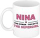 Bellatio Decorations naam cadeau mok - Nina - Woman Myth Supergirl - koffiemok - 300 ml - collega - moederdag