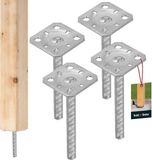 KOTARBAU® 4 st Paalhouder, Verzinkt Staal, 80 x 80 x 200 mm, Zilver