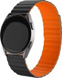 Strap-it Huawei Watch GT 3 42mm magnetisch siliconen bandje - zwart/oranje
