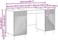 vidaXL Bureau Grijs sonoma 142,5 x 50 x 75 cm Bewerkt hout