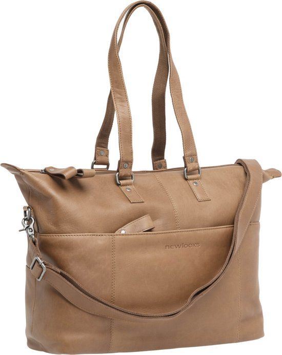 New Looxs Verla Fietstas - 21L - Cognac - Leder - 15 inch Laptopvak