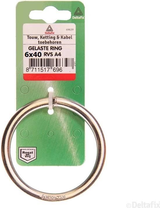 Deltafix Gelaste ring 6x40mm RVS