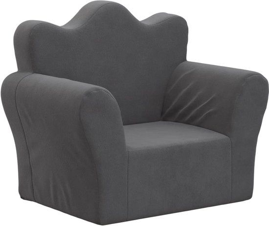 vidaXL Kinderbank - zacht - pluche - antracietkleurig