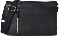 Strellson Messenger Bag Kennington Jeremy Black Leather 15-inch Laptop Compartment