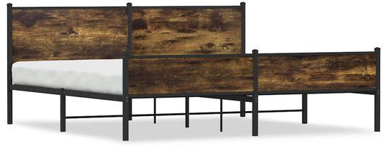 vidaXL Bedframe Metaal Gerookt Eiken 193x203 cm