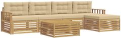 vidaXL - Bank loungeset - 5 zitplekken - Polyester - Wit en Beige