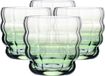 KROSNO Set de 4 verres à matcha et à thé - 320 ml | Collection Matcha Moments | Dégradé vert, structure ondulée et cristal sans plomb | Pour boissons chaudes et froides | Lavable au lave-vaisselle