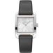 quartz Dkny DK1L004L0015 Horloge Vrouwen Zwart Leer Zilverkleurig Staal Vierkant Analoog Quartz