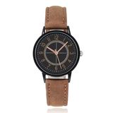 LGT JWLS LGT Tijdloos herenhorloge met bruine leren band en zwarte wijzerplaat