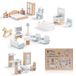 ROBUD Houten poppenhuismeubelset, 23 stuks poppenhuisaccessoires, miniatuurmeubels inclusief 5 kamersets, poppenhuismeubels fantasiespeelspeelgoed voor jongens, meisjes en peuters, 3+