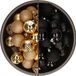 Bellatio Decorations Kerstballen mix - 74-delig - goudkleurig en zwart - 6 cm - kunststof