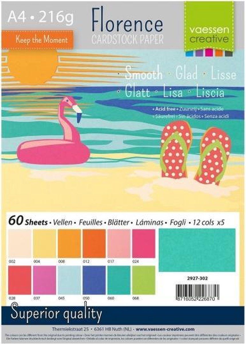 Vaessen Creative Cardstock - Scrapbook - smooth - A4 12x5 Summer - 8716052226870