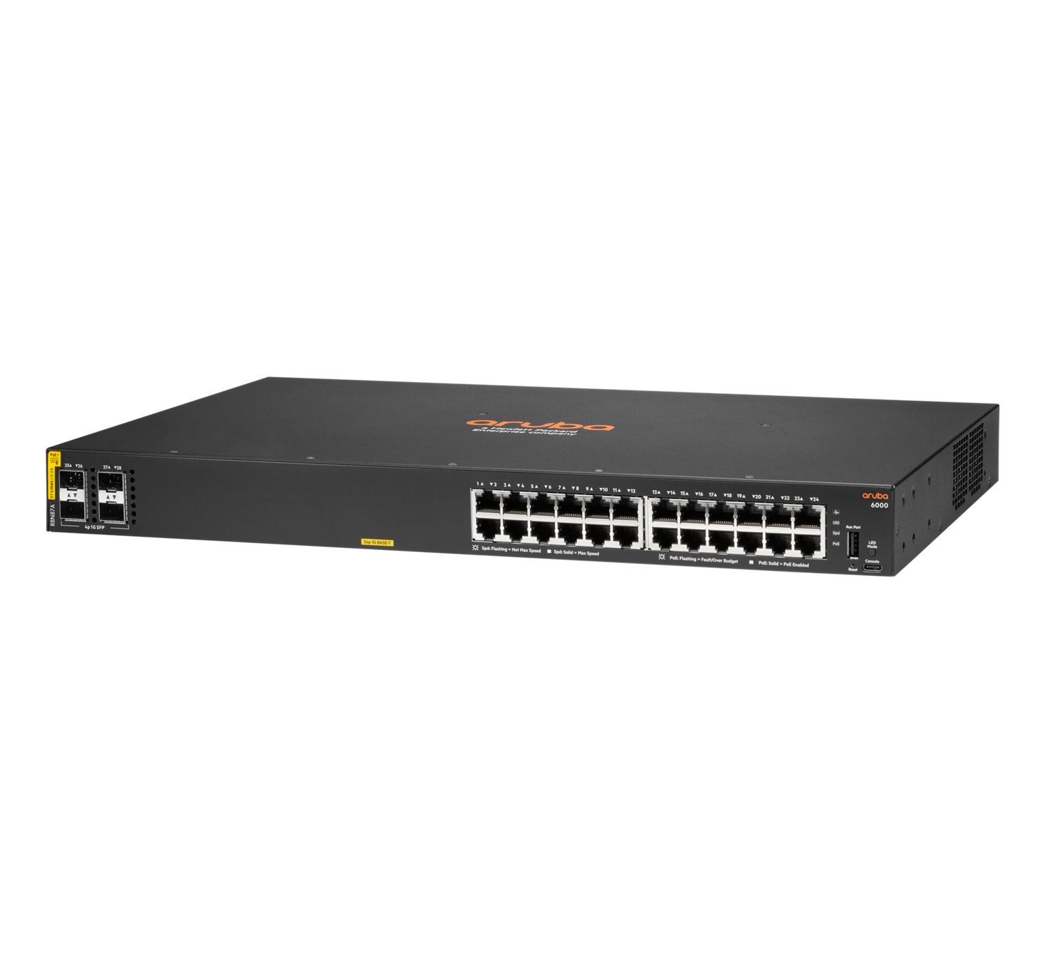 Aruba 6000 24G Class4 PoE 4SFP 370W Managed L3 Gigabit Ethernet Switch