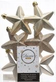 Decoris kersthangers - 6 stuks - 7.5cm - kunststof - Champagne