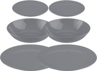 Secret de gourmet Servies set Colorama uni - 36-delig - grijs - aardewerk dinerservies - tafelservies - 12 personen