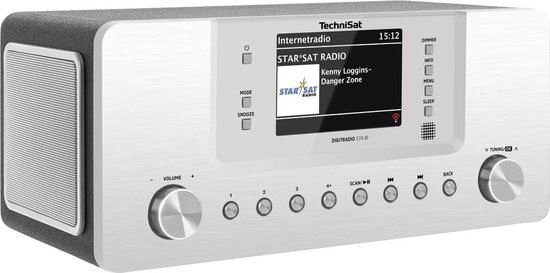 TechniSat DIGITRADIO 574 IR stereo internetradio (DAB+, FM, WLAN, Bluetooth audiostreaming, 4 inch kleurendisplay, USB, AUX in, hoofdtelefoonaansluiting, wekker, 10 watt, app/afstandsbediening) zilver