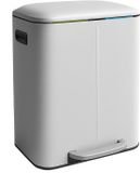 Relaxdays Prullenbak 2 vakken - elk 20 liter - met binnenemmers - wit