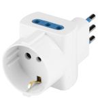 Poly Pool PP2367S ruimtebesparende adapter stekker 10 A klein en 3 stopcontacten bovenas (wit)