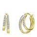 Lucardi Dames Zilveren goldplated oorringen dubbel kristal - Oorbellen - 925 Zilver - Goudkleurig
