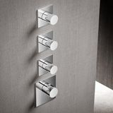 hotbath Douchekraan High Flow Afbouwdeel Thermostatisch Vierkant Geborsteld Nikkel 4 Greeps