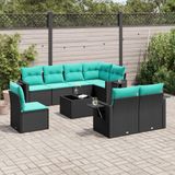 Maison Exclusive - Ensemble de jardin 9 pièces, avec coussins, en résine tressée noire