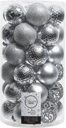 Decoris Kerstbal glans mix dia6cm zilver