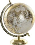 Item International Wereldbol Globe - decoratie - op marmeren standaard - 28 cm - Goudkleurig