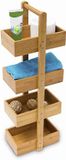 Relaxdays Badkamermeubel - Badkamerrek - Rek badkamer 4 vakken - Bamboe hout - 75x25x15 cm