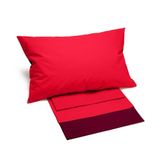 Caleffi Bikolor beddengoed, katoen, bordeaux, Frans bed, 63536