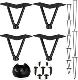 Merkloos Relaxdays Hairpin poten - 4 stuks - Metaal - 10 cm hoog - Zwart