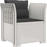 vidaXL - Eén-zits - Fauteuil - met - Kussens - Rieten - Look - PP - Wit