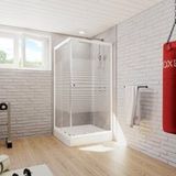 Schulte Sunny d'angle 75-90 x 175 cm porte de douche coulissante décor rayures horizontales verre 4 mm profilé blanc