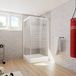 Schulte Sunny d'angle 75-90 x 175 cm porte de douche coulissante décor rayures horizontales verre 4 mm profilé blanc