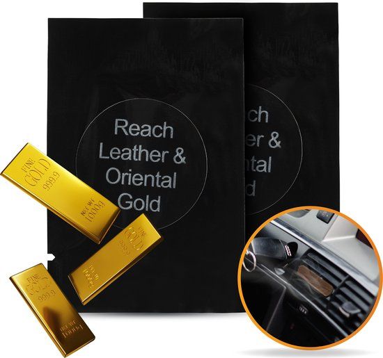 R2B® Autoparfum Navulling - Rijk Leer & Oosters Goud - 2 stuks